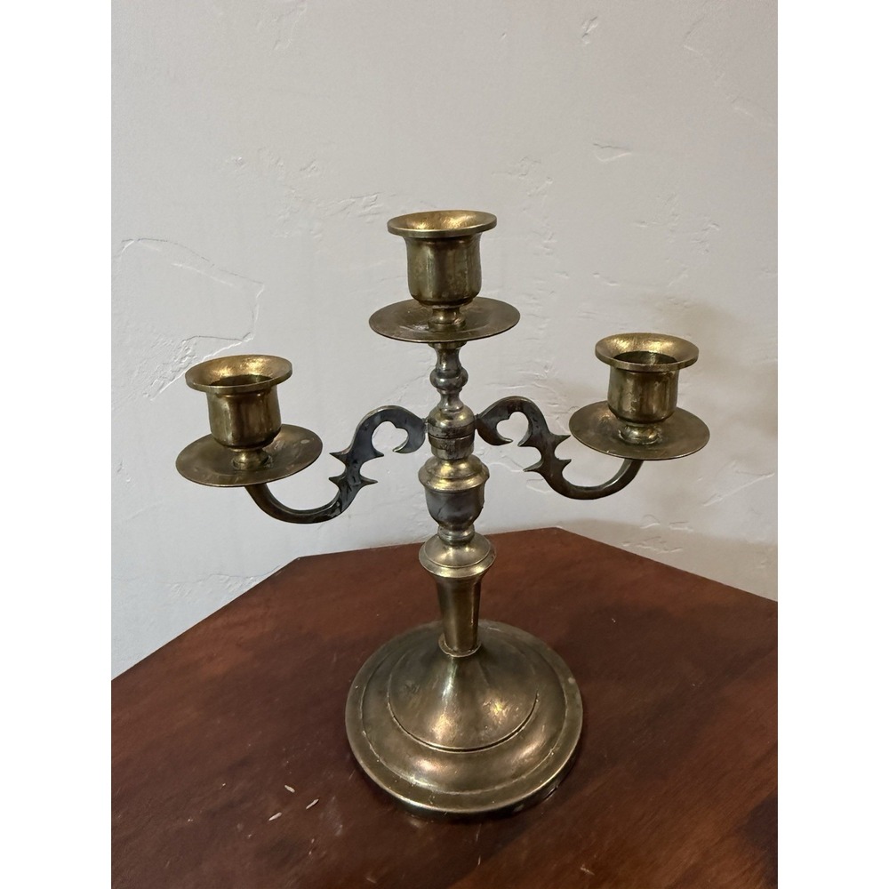 Vintage Solid Brass 3 Arm Swivel Candelabra Adjustable Movable Candle Holder